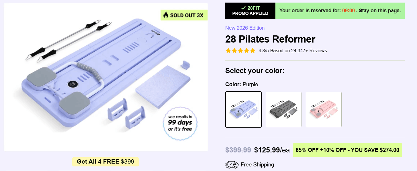 28 Pilates Reformer offer price 